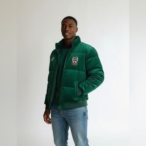 Polo Sport PSFC Green Corduroy Puffer Jacket Unisex Medium NWT – $285 🧥🟢**